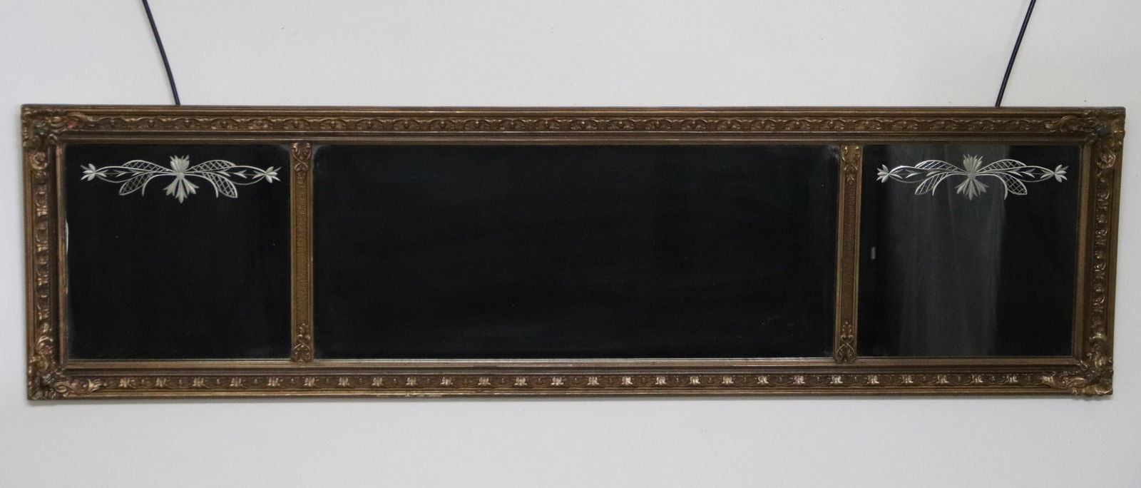 Gold Tone Framed Etched Mirror (1 of 8)