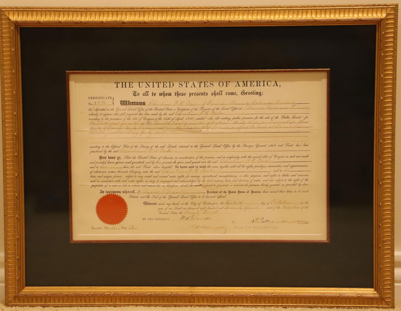Ulysses S Grant, Signed Document (1 of 12)