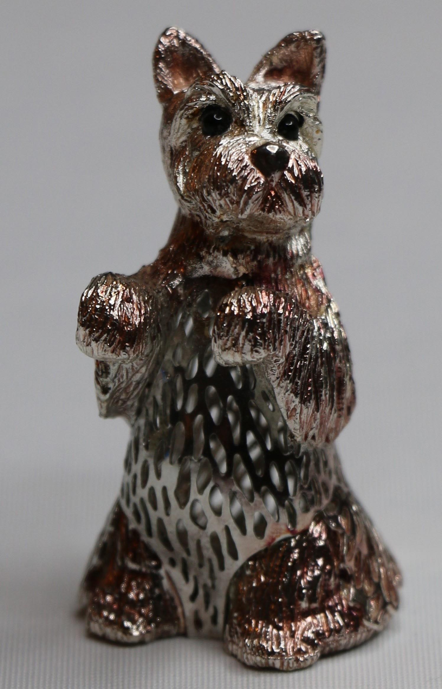 Christofle, Dog: Christofle dog figure of a Scottish Terrier; Measures approximately H 2 inches; No damage observed; See photos. Pick up in Longmont