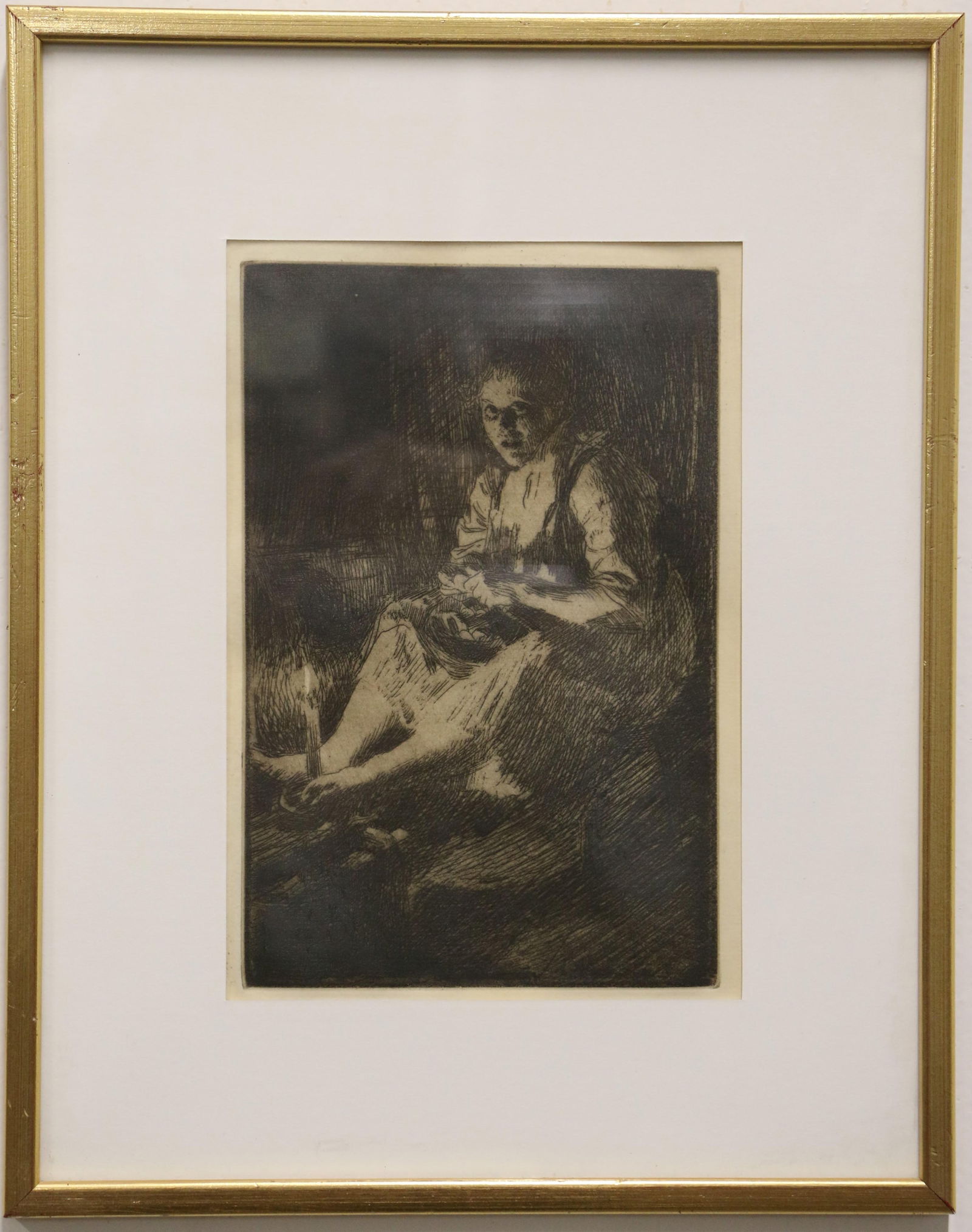 Anders Zorn, Antique Heliogravure: Anders Zorn after etching titled "Ida", printed for the Karl Asplund catalogue, dated 1920; No visible signatures; Visual area measures approximately H 8 1/2 x W5 1/5 inches; Frame measures approximat