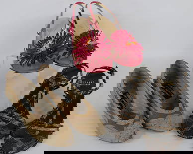 Kate Spade Stuart Weitzman, Ladies Shoes: Three pairs of pre owned ladies shoes; Two Stuart Weitzman are size 7; Kate Spade sandals are marked "7B"; Wear on the soles and toes of the closed-toe pair. See photos