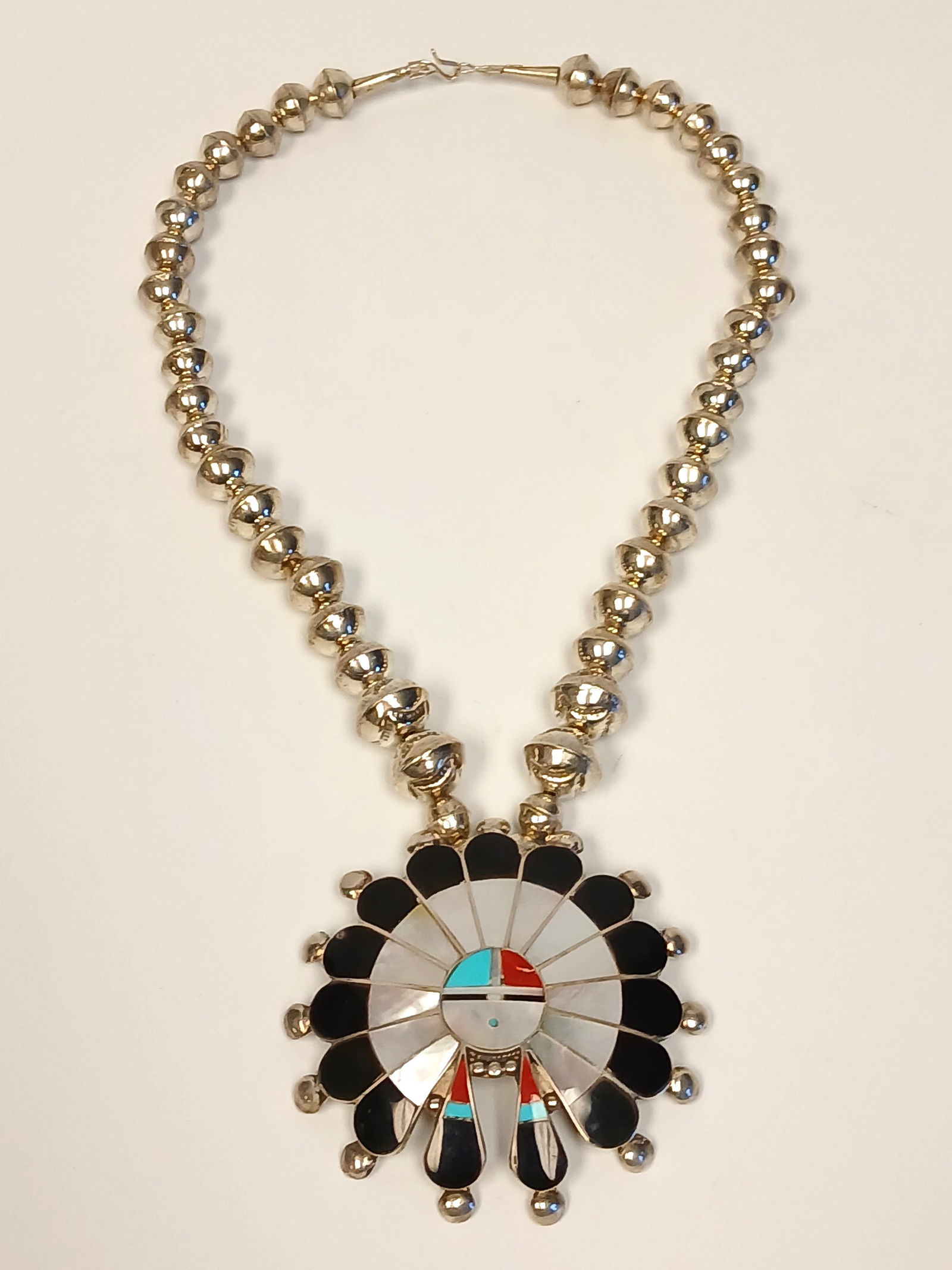 Pauline Lonjose, Zuni Sunface, Sterling Silver Necklace (1 of 11)