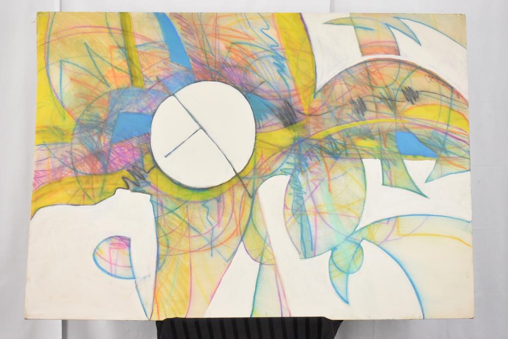 SANDERS George (Canadian - R.C.A.) - PAINTING: Large abstract oil on canvas. Signed upper right. Unframed. Size: 42 x 60"