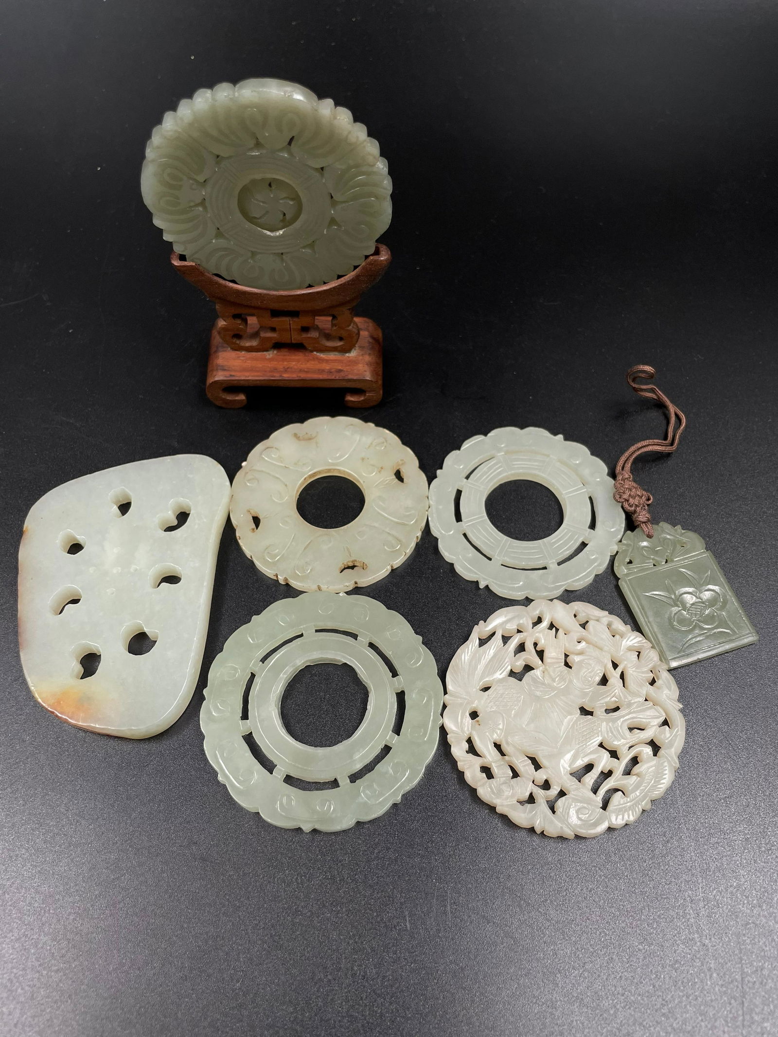A group of seven jade plaques (1 of 4)