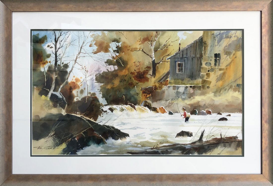 Tony Couch Fly Fishing Watercolor Signed (1 of 6)