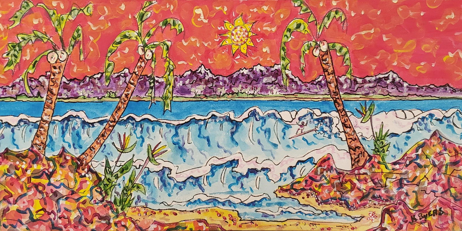 Kimm Byers  "Surfs Up Now!!!" Original Acrylic Signed (1 of 5)