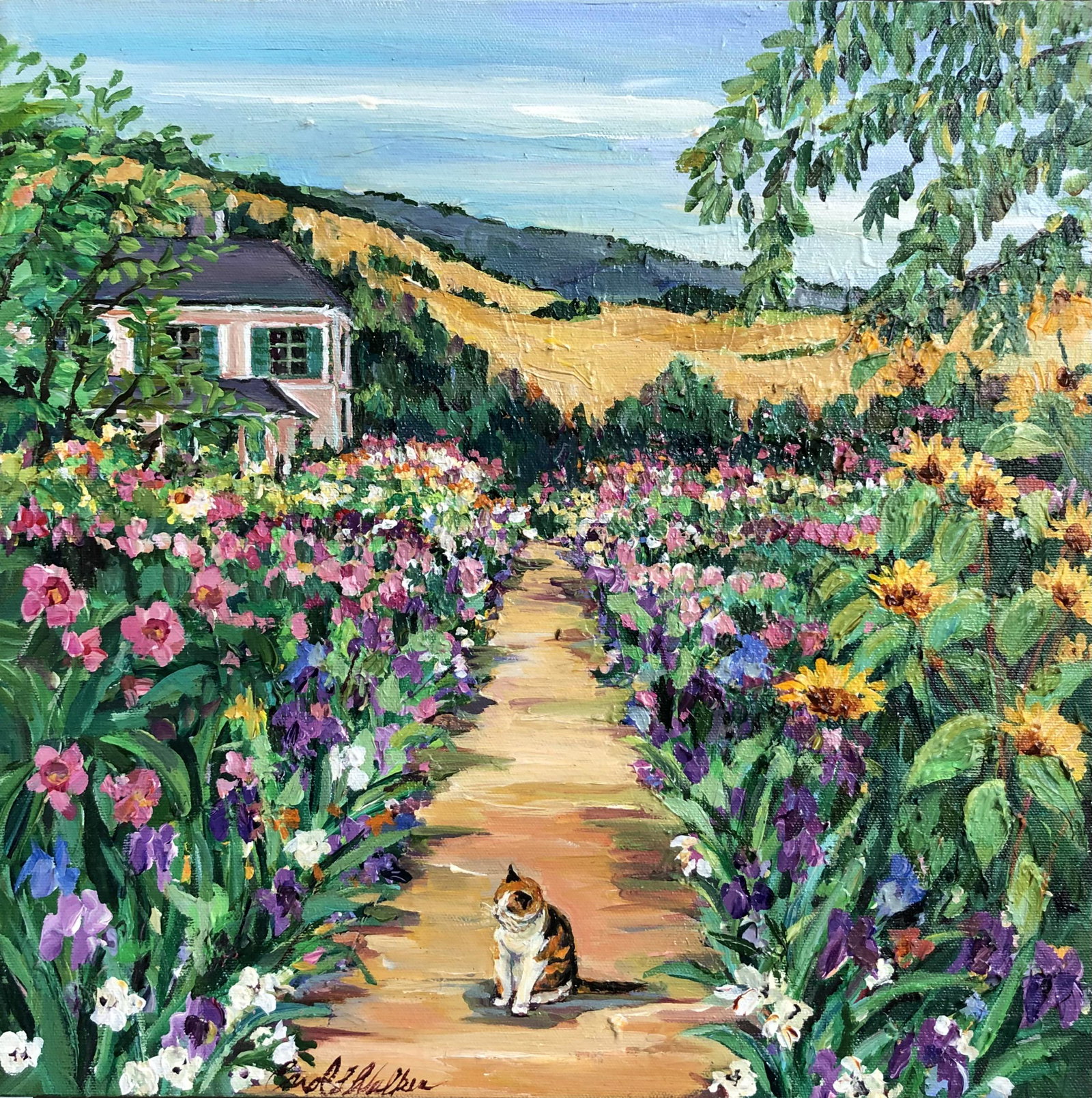 Carol L. Walker Sonoma Cat Oil on Canvas Signed: Artist: Carol L. Walker Title: Sonoma Cat Medium: Original Oil on Canvas Art Dimensions: 15 H x 15 W inches Framed Dimensions: ARTIST BIO: Lives in the heart of t