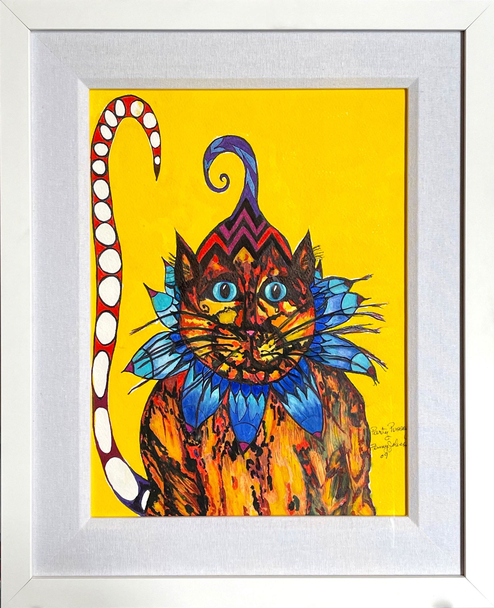 Penny Johns "Party Pussey" Signed Watercolor (1 of 5)