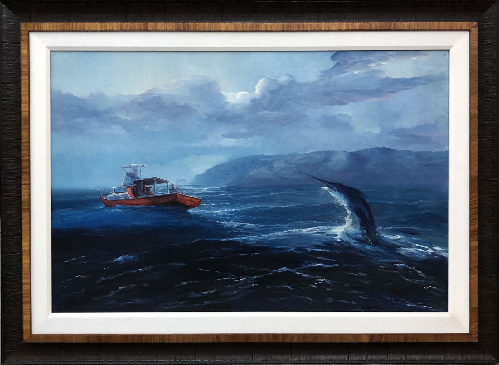 Ed Miracle "Marlin Hookup" Oil on Canvas Signed (1 of 7)