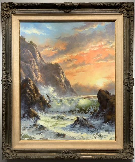 Robert Wee Seascape Signed Original Oil on Board: Artist: Robert Wee Title: Seascape Medium: Original Oil on Board Art Dimensions: 30 H x 24 W inches Framed Dimensions: 38 H x 32 W inches ARTIST BIO: Artist