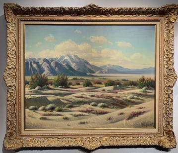 Paul Grimm "Desert Expanse" Signed Original: Artist: Paul Grimm Title: Desert Expanse Medium: Oil on Canvas with Original Frame Art Dimensions: 24 H x 30 W inches Framed Dimensions: 32 H x 38 W inches ARTIST BIO: <