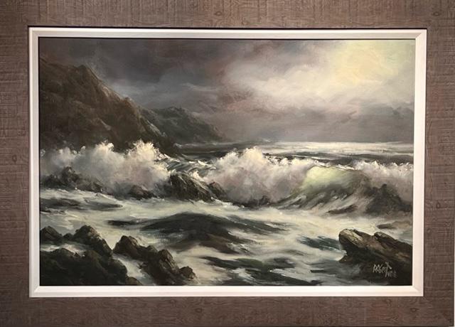 Robert Wee Seascape Signed Oil On Canvas: Artist: Robert Wee Title: Unknown Medium: Original Oil on Canvas Art Dimensions: 24 H x 36 W inches Framed Dimensions: 31 H x 43 W inches ARTIST BIO: Artist