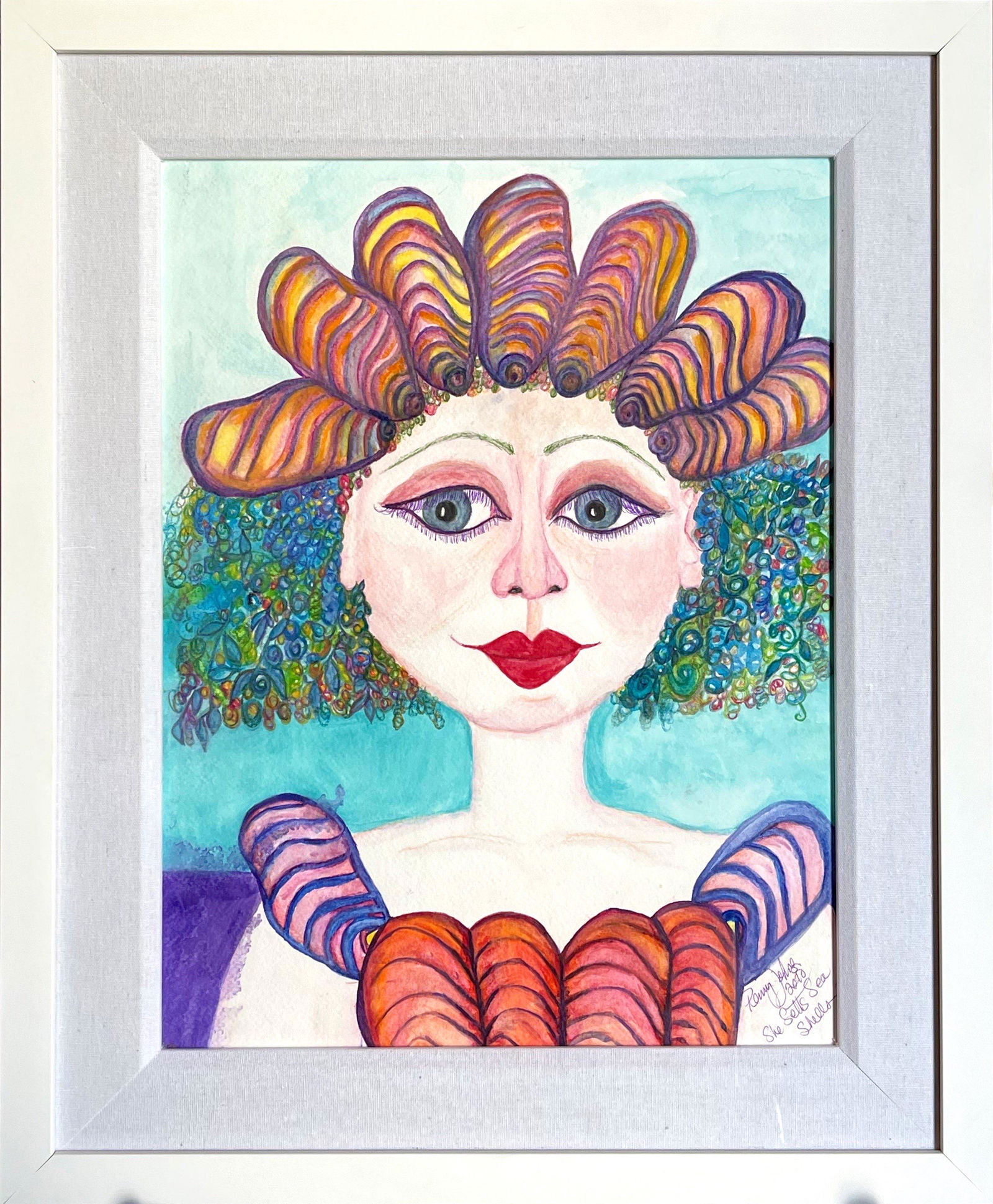 Penny Johns "She Sells Sea Shells" Watercolor Signed (1 of 6)