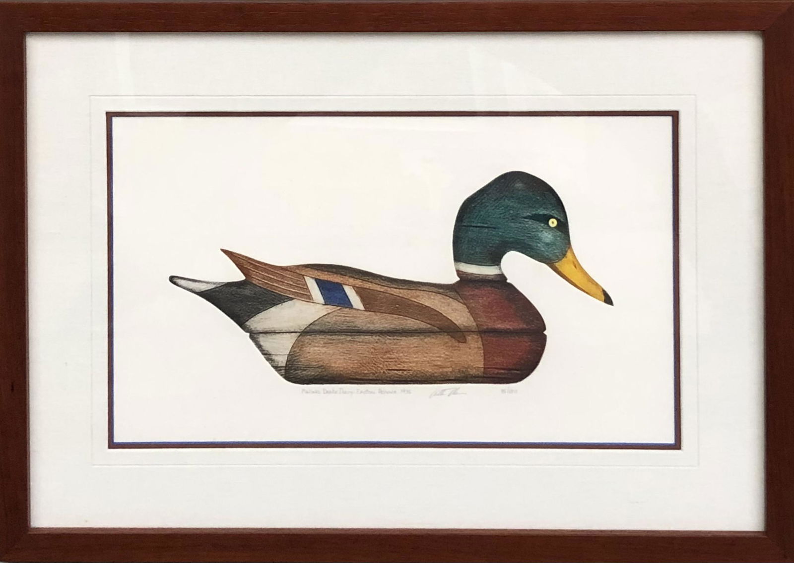 Arthur Nevin "Mallard Drake Decoy" Hand-Colored Etching Signed (1 of 4)