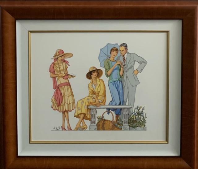 Marv Brehm "Garden Party" Original Gouache Signed (1 of 5)