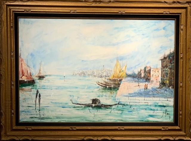 Impressionist Landscape Harbor Original Oil on Canvas (1 of 6)