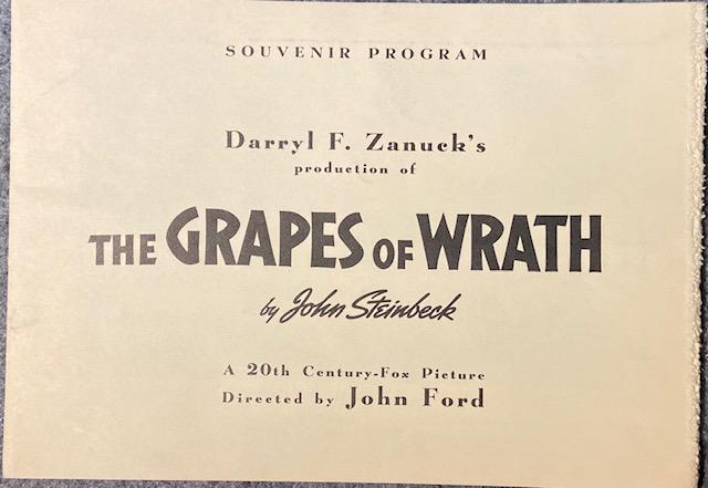 Souvenir Program "The Grapes of Wrath (20th Century Fox, 1940): Artist: Thomas Hart Benton Title: The Grapes of Wrath (20th Century Fox, 1940) Medium: Souvenir Program on Paper Item Description: From legendary director John Ford comes this enduring tale of the