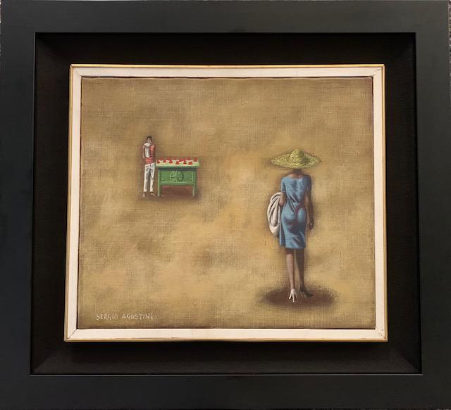 Sergio Agostini "Tentazione" Signed Original: Artist: Sergio Agostini Title: Tentazione Medium: Original Oil on Canvas Art Dimensions: 13 H x 15 W inches Framed Dimensions: 19 H x 21 W inches ARTIST BIO:
