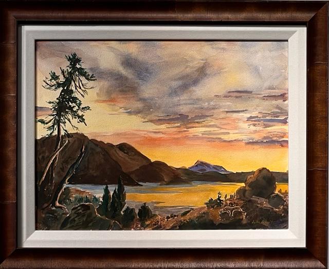 John Genis "A Beautiful Sunset" Watercolor Signed (1 of 9)