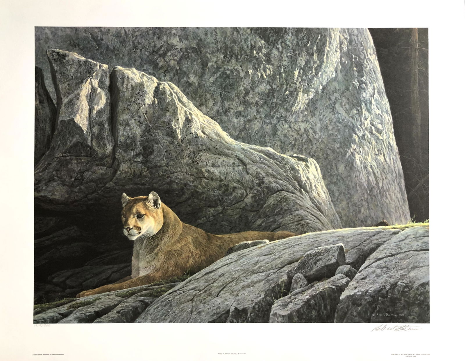 Robert Bateman "Rocky Wilderness Cougar" Signed Lithograph LE (1 of 6)