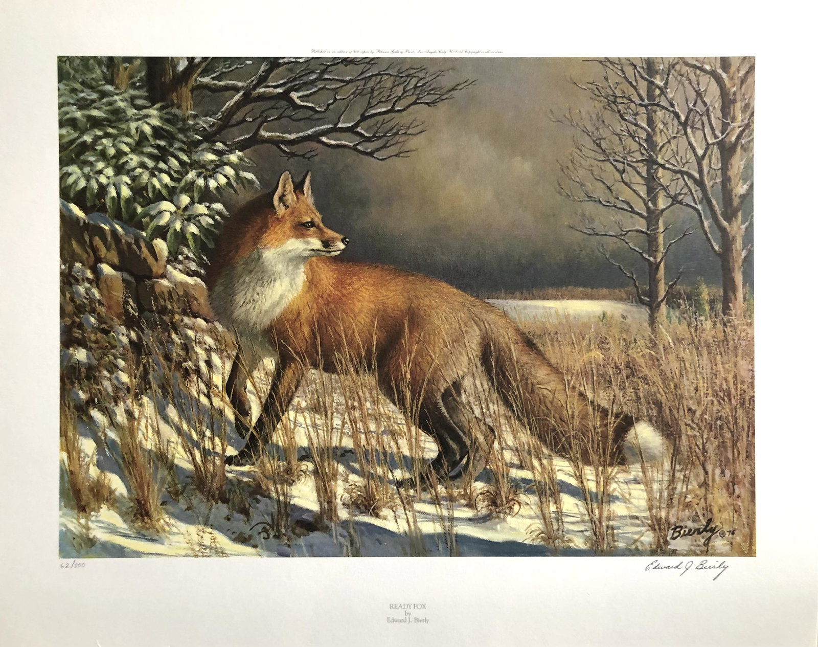 Edward J. Bierly "Ready Fox" Signed Litho LE (1 of 6)
