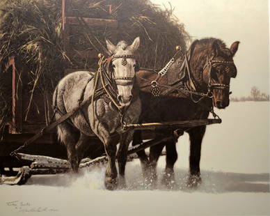 Tucker Smith "Hay Sled" Signed Lithograph: Artist: Tucker Smith Title: Hay Sled Medium: Lithograph on Paper Limited Edition: 19/1000 Art Dimensions: 16 H x 20 W inches ARTIST BIO:  Tucker Smith, b. 194