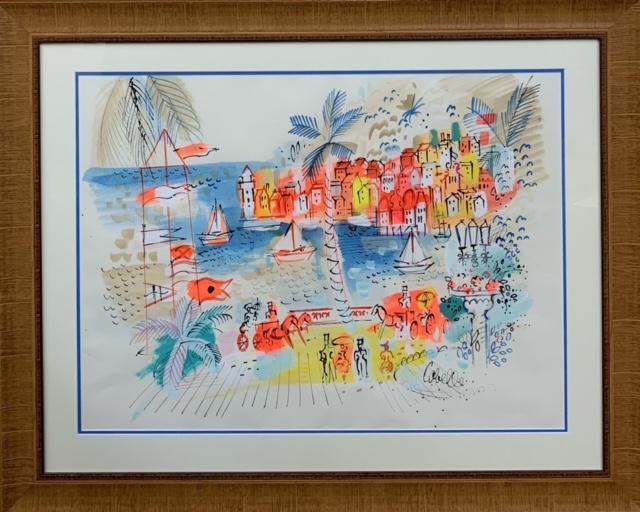 Charles Cabelle "Island Fever" Signed Acrylic/Gouache: Artist: Charles Cobelle Title: Island Fever Medium: Original Acrylic/Gouache, Signed Art Dimensions: 24 H x 32 W inches Framed Dimensions: 35 H x 43 W inches ARTIST BIO: