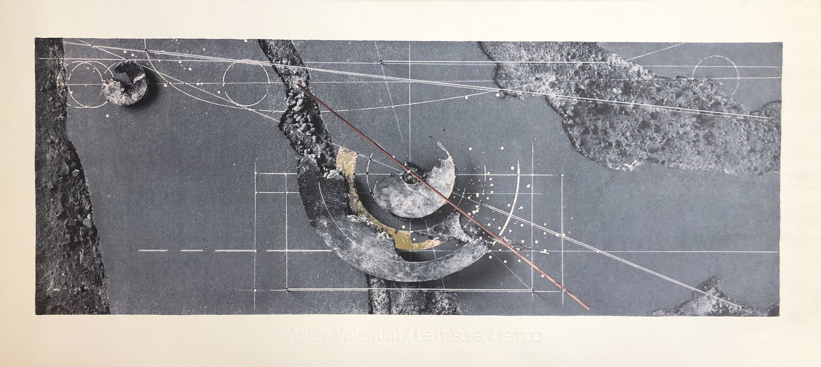 Walter Valentini "Le Misure, il Tempo" Lithograph: Artist: Walter Valentini Title: Le Misure, il Tempo Medium: Lithograph w/Metal Imprint Embossing on Paper Art Dimensions: 16 H x 37 Winches ARTIST BIO: Walter Valentini wa