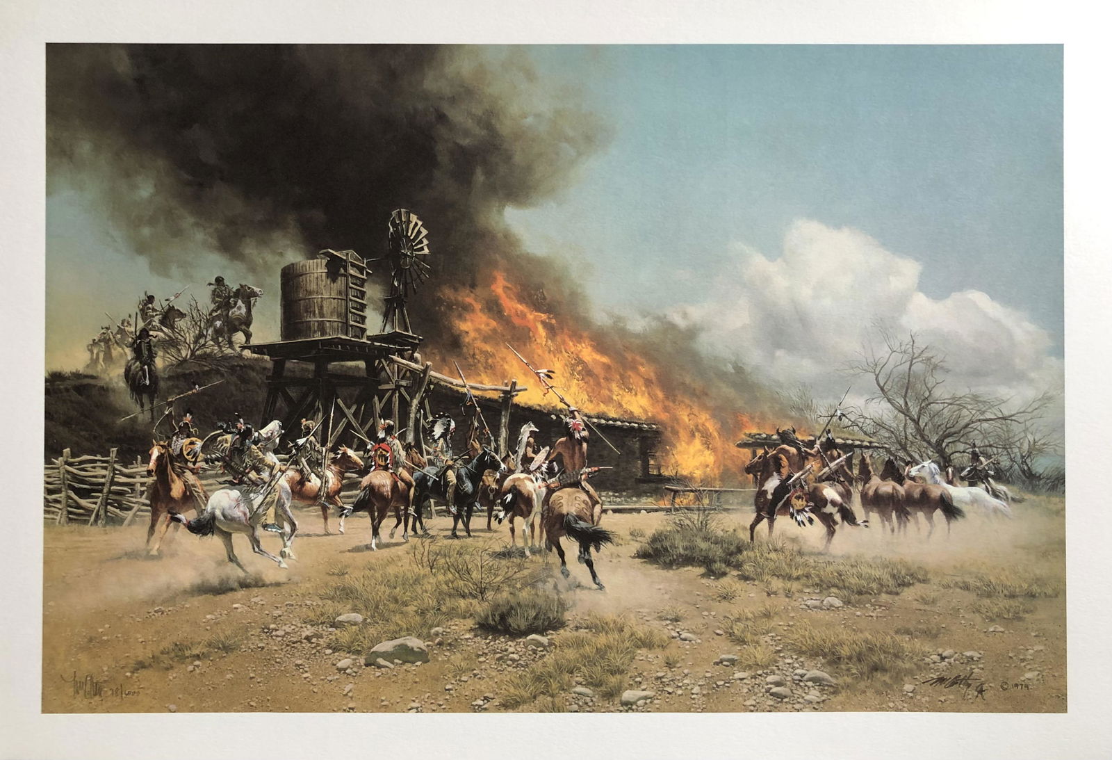 Frank McCarthy "Burning the Way Station" Signed Litho LE (1 of 5)