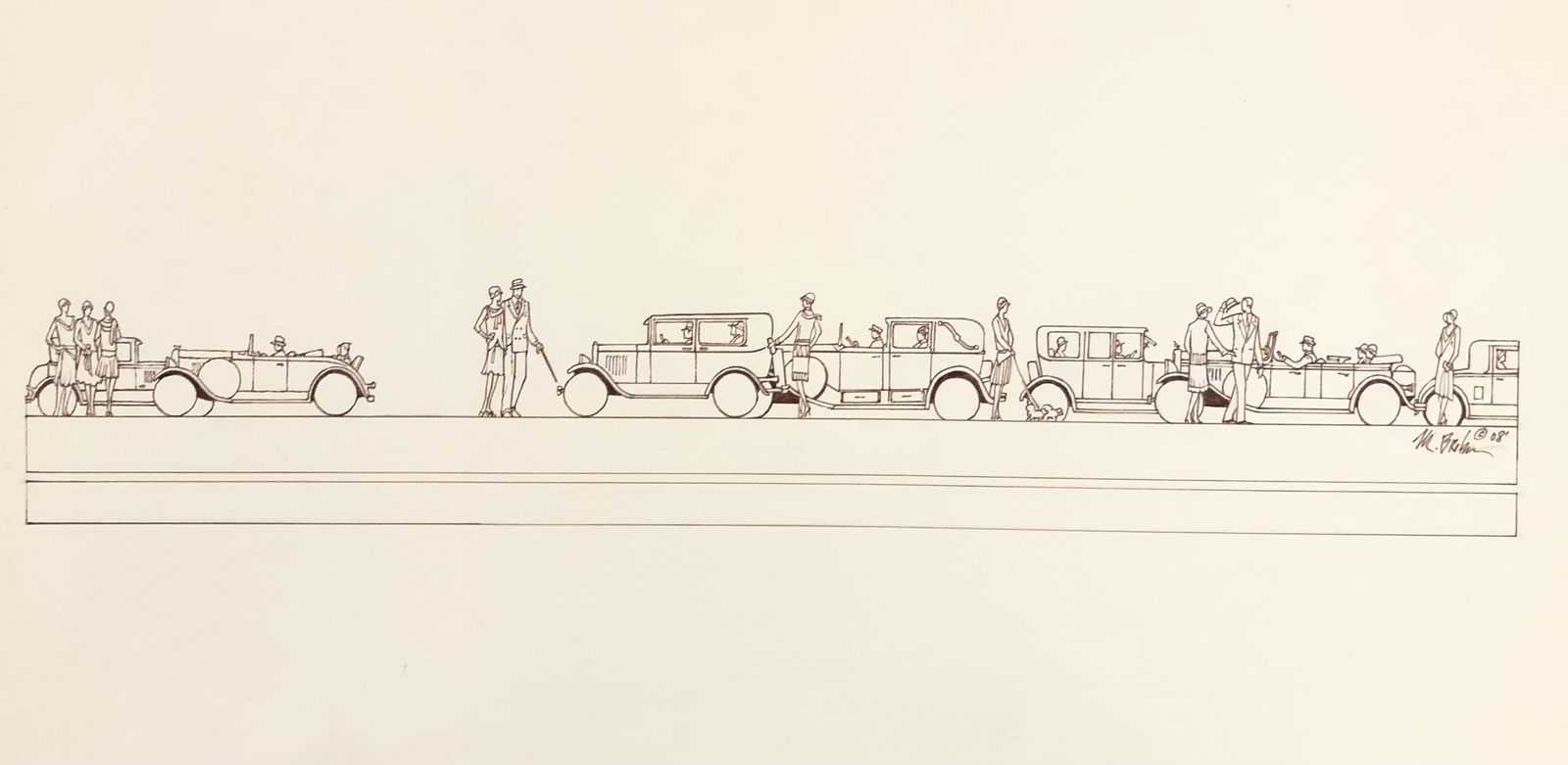 Marv Brehm "Street Traffiic" Signed Original Pen (1 of 2)