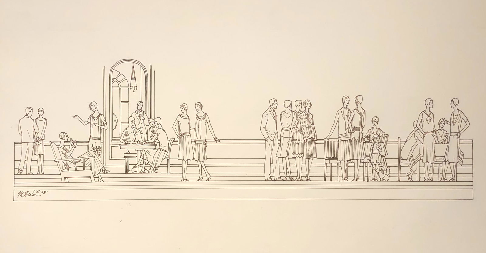 Marv Brehm "Evening Party" Signed Original Pen (1 of 2)