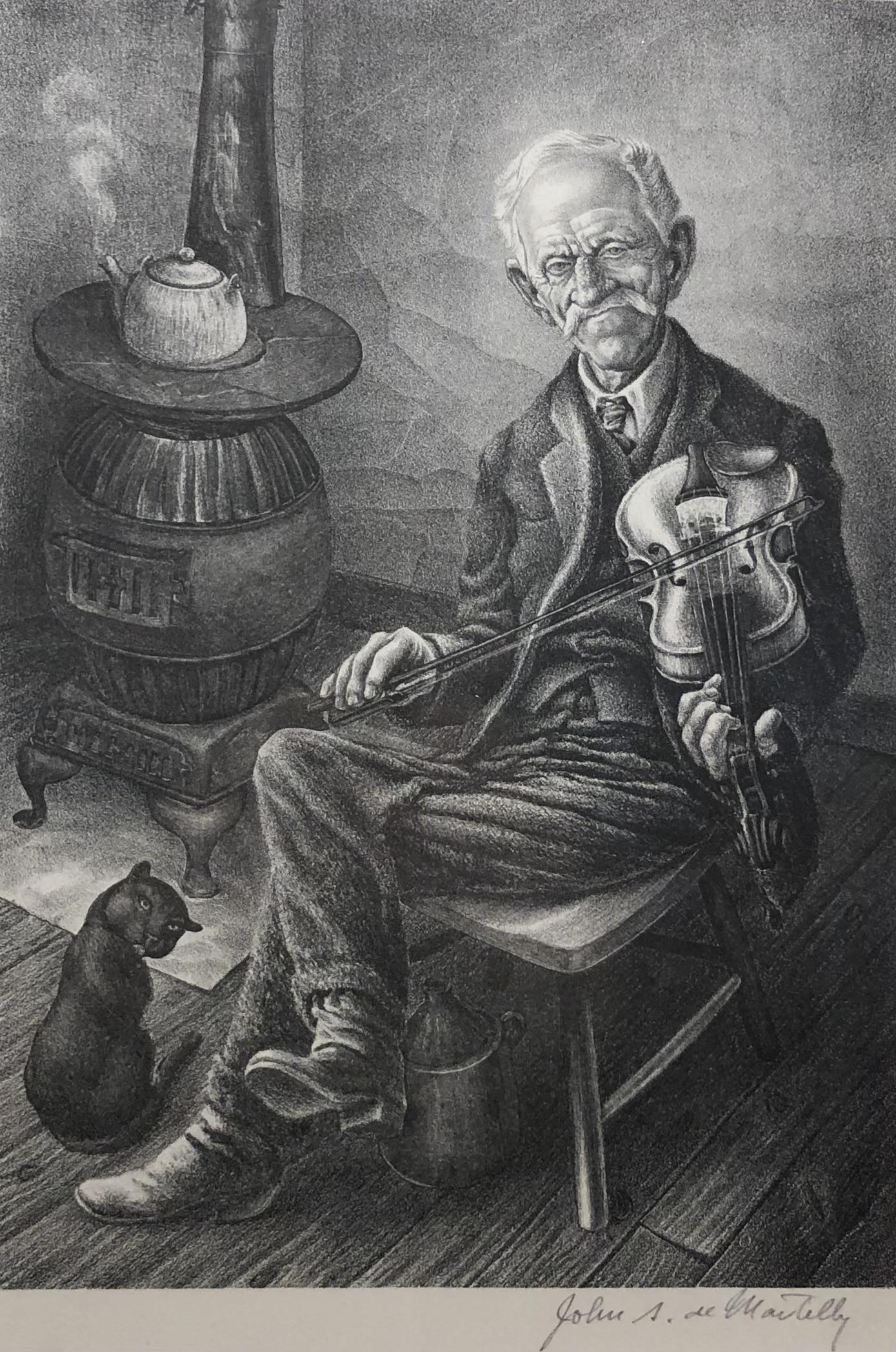 John Stockton de Martelly "Two Old Toms" Signed Lithograph (1 of 3)