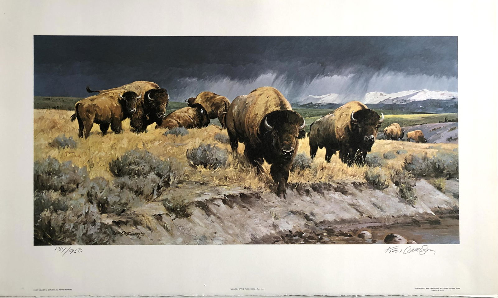 Ken Carlson "Monarch of the Plains - Bison" Signed Litho LE (1 of 6)