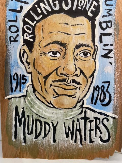 Folk Art - Grego "Rolling Stone Muddy Waters" Signed (1 of 4)