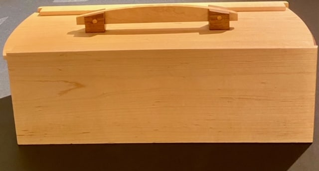 Custom Wine Box: Artist: Howard Felger Title: Custom Decorative Wine Box Medium: Maple Walnut Art Dimensions: 7 H x 16 W x 5.5 D inches
