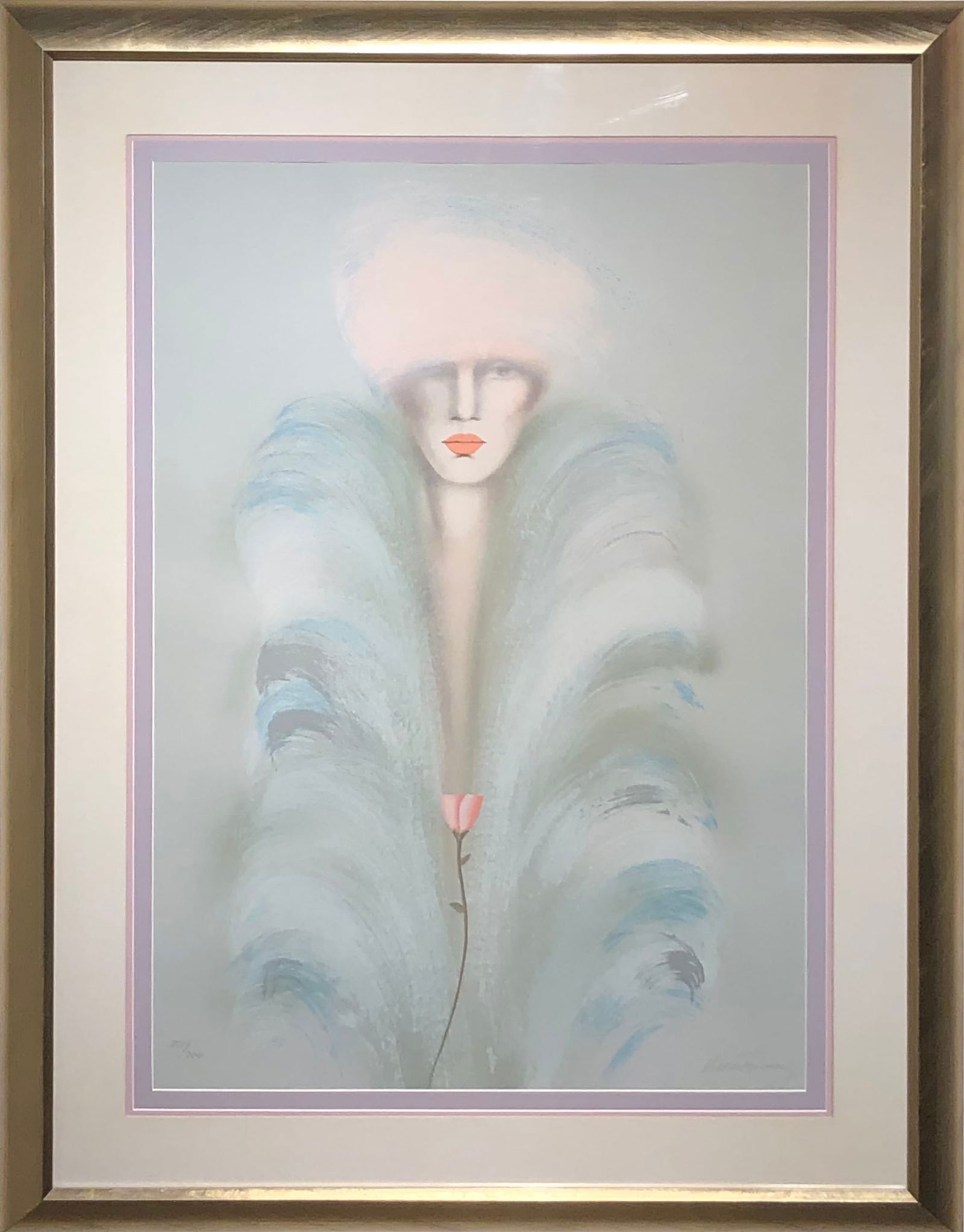 Victoria Montesinos (Woman w/Pink Rose) Signed Serigraph LE (1 of 7)