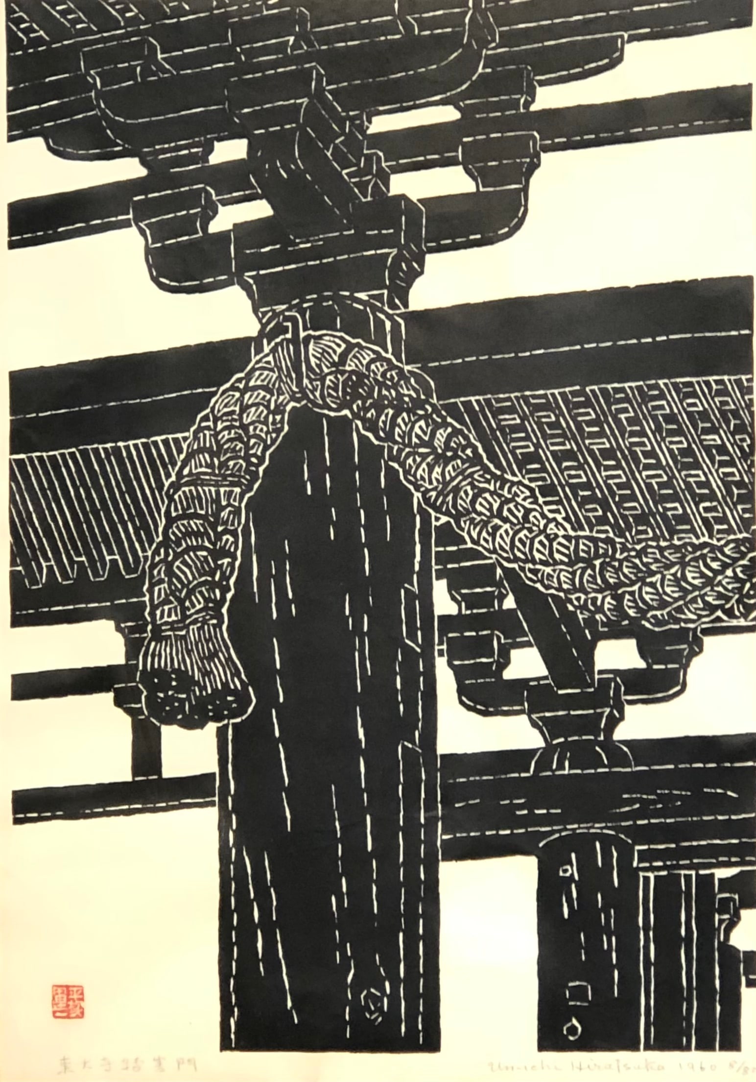 Unichi Hiratsuko "Temple" Signed Woodblock Print LE (1 of 7)