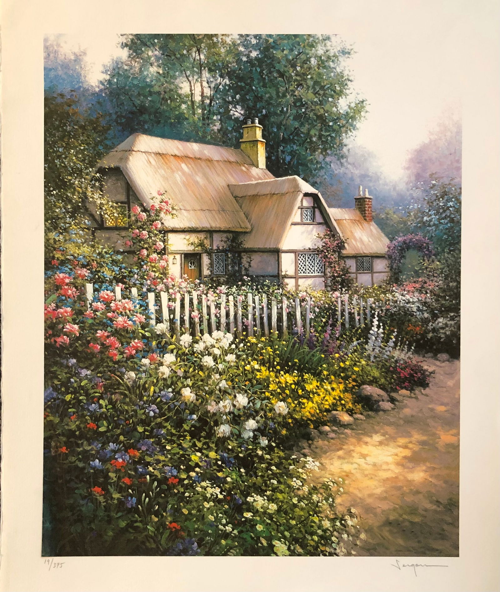 Carol Sergon "Tudor Cottage" Signed Serigraph LE (1 of 4)