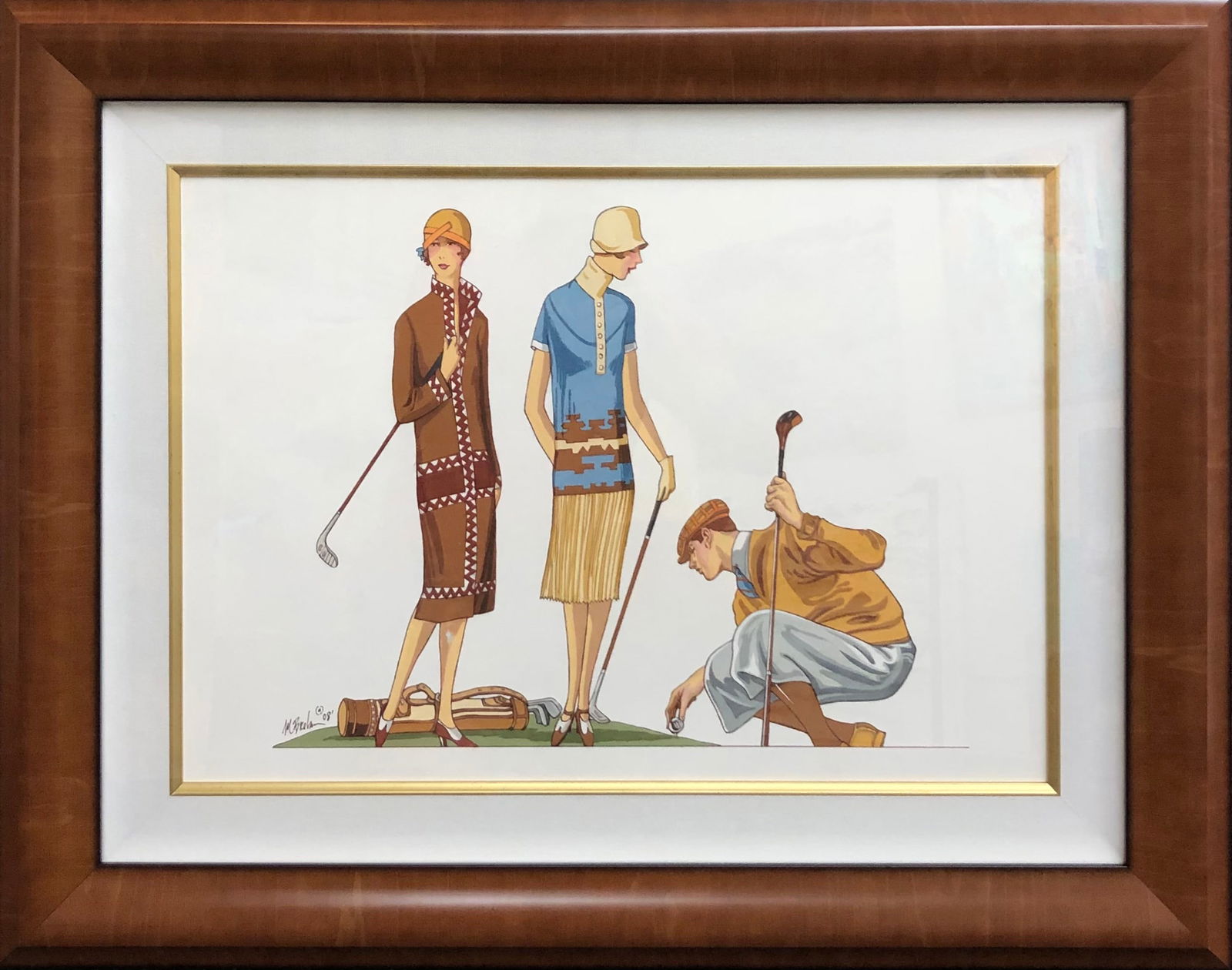Marv Brehm "Tee Time" Original Gouache Signed (1 of 5)