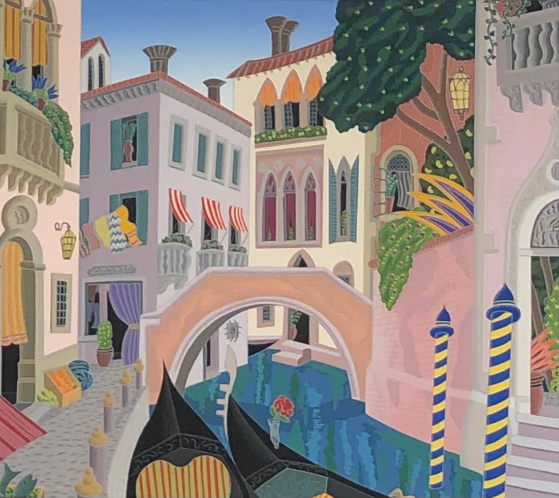 Thomas McKnight "Grand Canal" Signed Serigraph LE: Artist: Thomas McKnight Title: Grand Canal Medium: Serigraph on Paper Limited Edition: CXLV/CC Art Dimensions: 16 H x 18 W inches Framed Dimensions: 28 H x 30 W inches