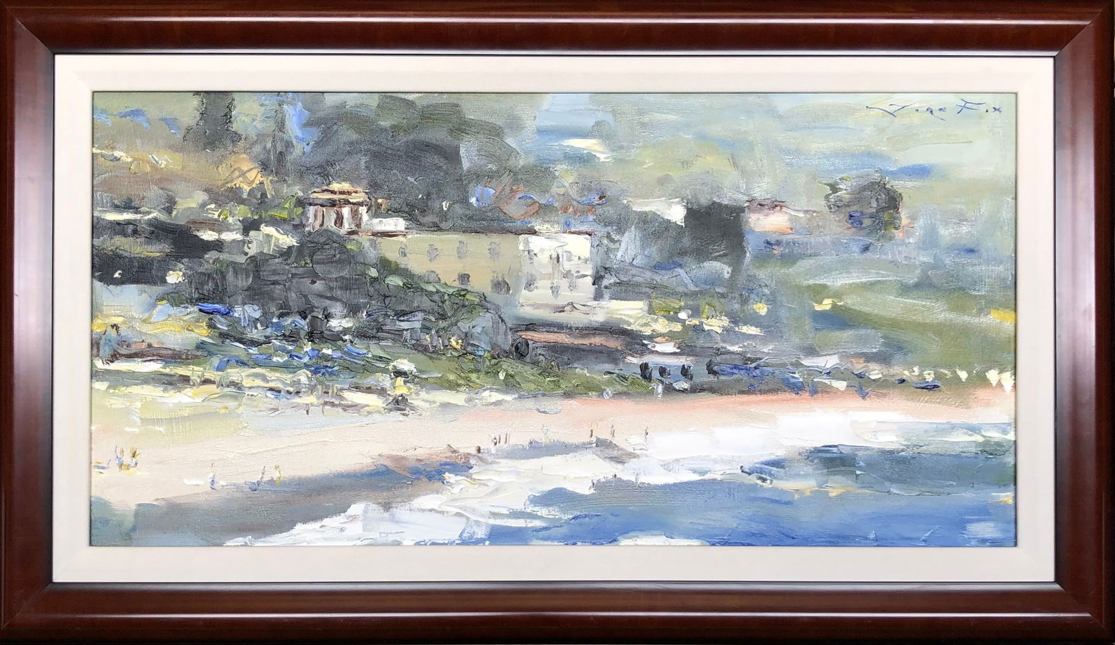 Jorn Fox Impressionist Signed Original Oil on Canvas: Artist: Jorn Fox Title: Untitled Medium: Original Oil on Canvas Art Dimensions: 15 H x 30 W inches Framed Dimensions: 21 H x 36 W inches ARTIST BIO: Artist S