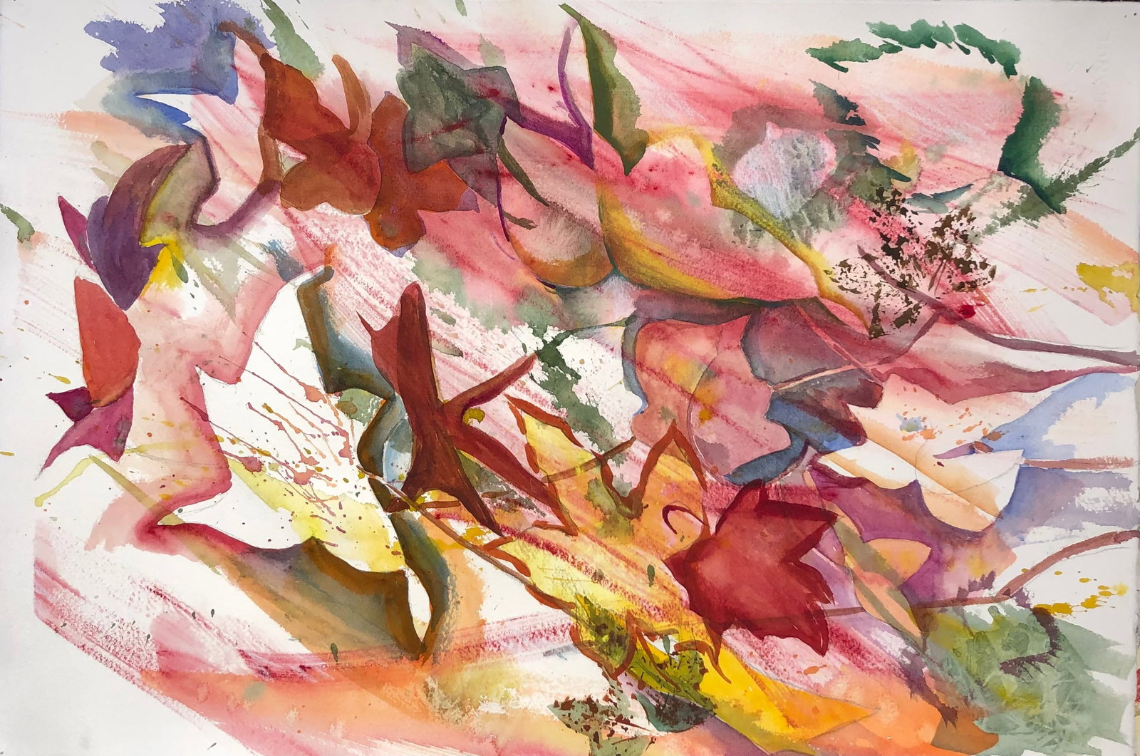Bette Ross (Fall Leaves) Original Watercolor: Artist: Bette Ross Title: Untitled Medium: Watercolor on Paper Art Dimensions: 15 H x 23 W inches ARTIST BIO: A well know water colorist from California who is featured in
