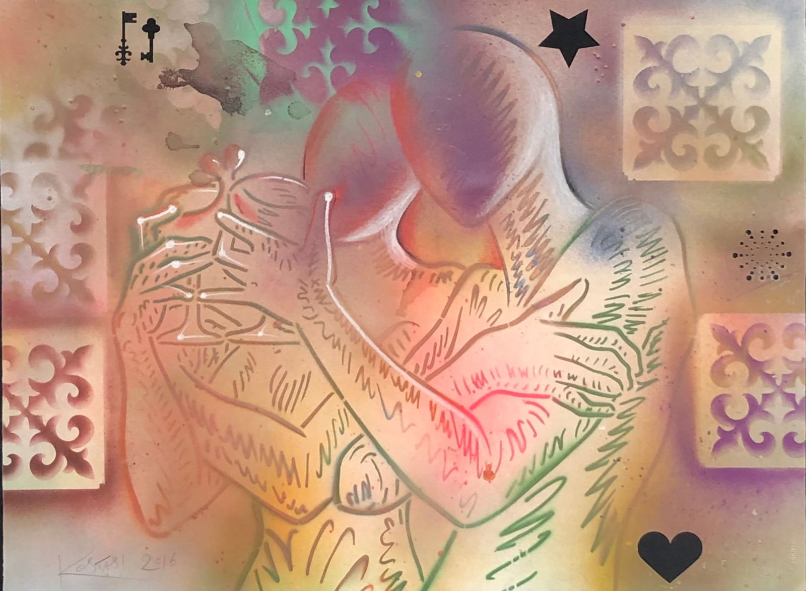 Mark Kostabi "A Delicate Balance" Signed Orignal Mix Media (1 of 9)