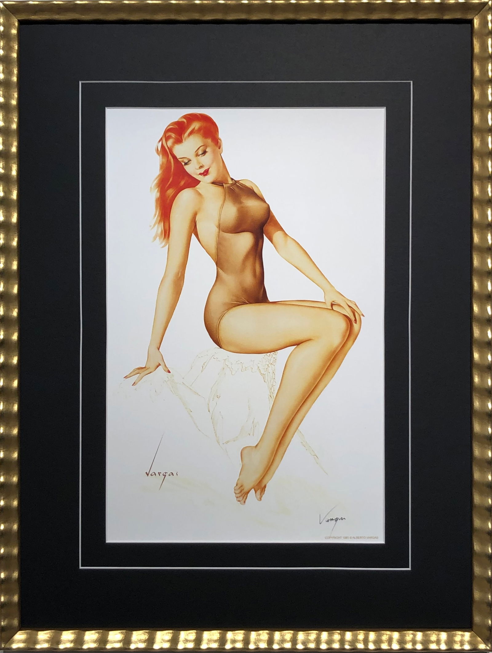 Alberto Vargas "Varga Girl 1946" Hand-Signed Lithograph (1981): Artist: Alberto Vargas Title: Varga Girl 1946 Medium: Lithograph on Paper Art Dimensions: 17 H x 11 W inches Framed Dimensions: 25 H x 19 W inches ARTIST BIO: