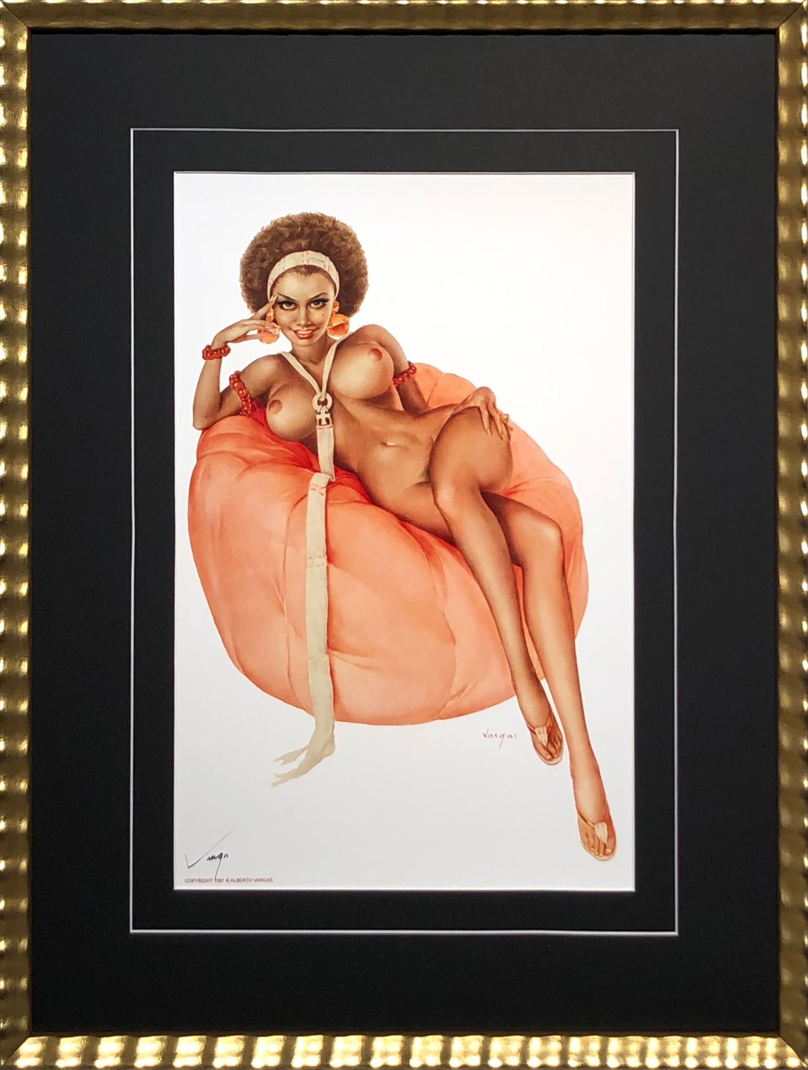 Alberto Vargas "Vargas Girl, Playboy Illustration, January 1973" Hand-Signed Lithograph (1981): Artist: Alberto Vargas Title: Vargas Girl, Playboy Illustration, January 1973 Medium: Lithograph on Paper Art Dimensions: 17 H x 11 W inches Framed Dimensions: 25 H x 19 W inches <