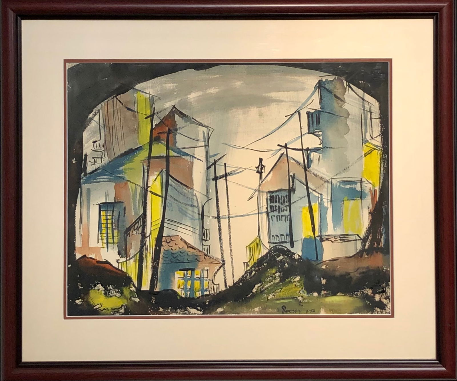 Gerald Collins Gleeson (Impressionist - Cityscape) Signed Original Watercolor: Artist: Gerald Collins Gleeson Title: Untitled (Cityscape) Medium: Watercolor on Paper Art Dimensions: 18 H x 23 W inches Framed Dimensions: 29 H x 34 W inches ARTIST BI