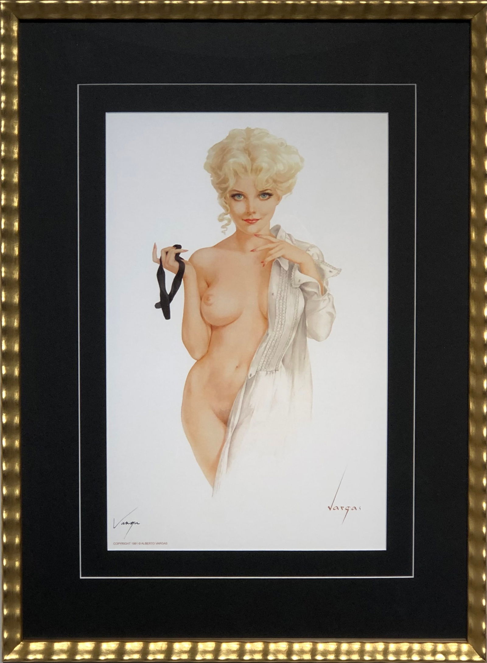 Alberto Vargas "Is This What They Mean by Having a Formal Affair" Hand-Signed Lithograph (1981): Artist: Alberto Vargas Title: Is This What They Mean by Having a Formal Affair Medium: Lithograph on Paper Art Dimensions: 17 H x 11 W inches Framed Dimensions: 25 H x 19 W inches