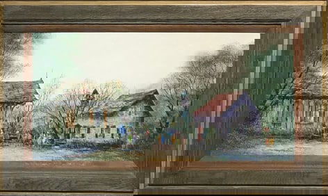 D. Warren (Impressionist - Village) Signed Original Oil