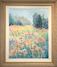 France T. Maier "Poppy Field" Signed Original Oil (Kai Lua, Hawaii)