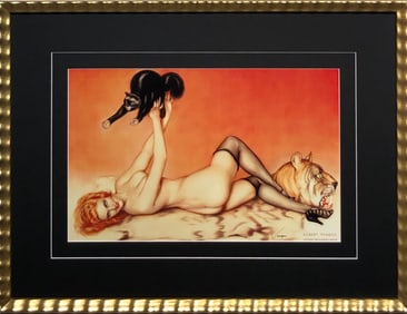 Alberto Vargas "Varga Girl (Redhead with Black Cat)" Hand-Signed Lithograph (1981)